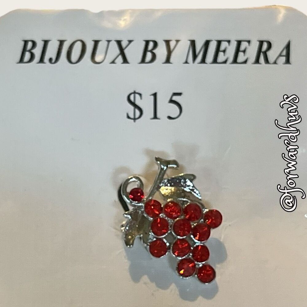 Bundle Sale 3 for $15 | Bijoux by Meera Silver Tone Red Berry Cluster Pin